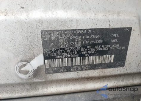 2021 Toyota Rav4 Prime Se z USA, uszkodzony, nr VIN JTMAB3FV0MD054061